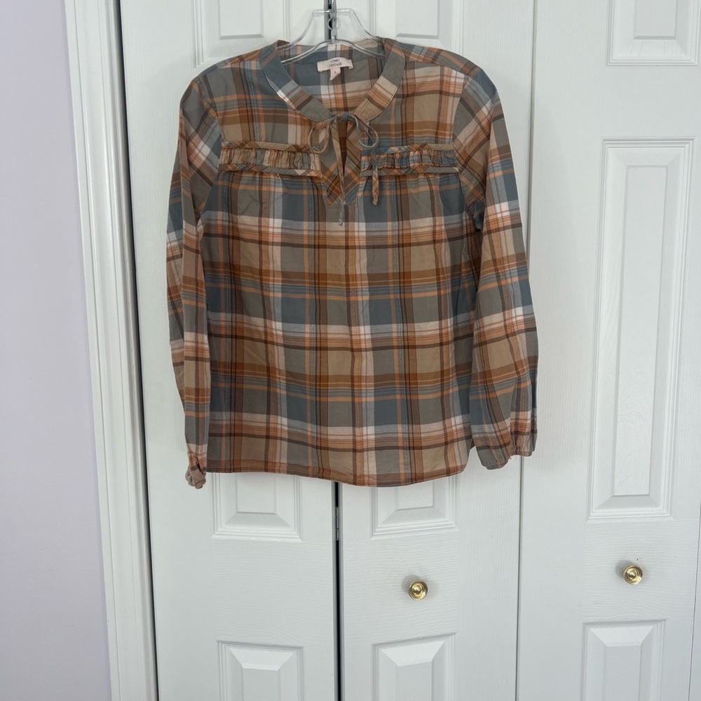 Como Vintage Multicolor Plaid Blouse